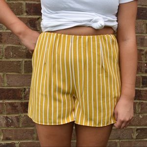 Yellow & White Striped Shorts